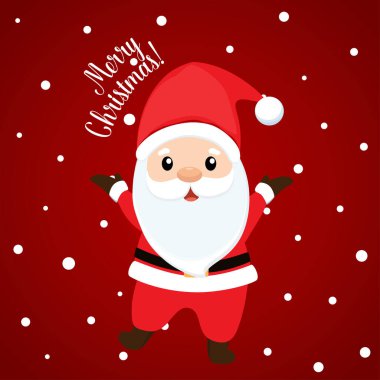 Noel Baba ile Noel tebrik kartı. Vektör çizim