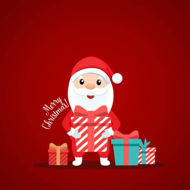 Noel Baba ile Noel tebrik kartı. Vektör çizim