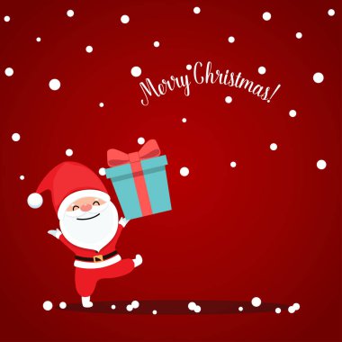 Noel Baba ile Noel tebrik kartı. Vektör çizim