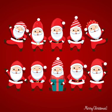 Noel Baba ile Noel tebrik kartı. Vektör çizim