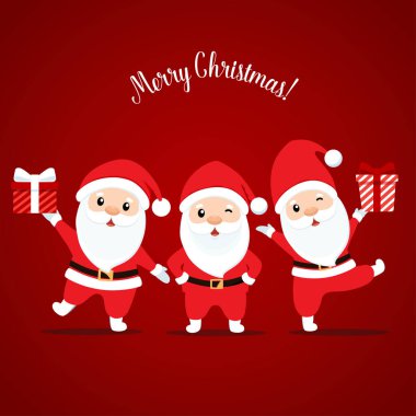 Noel Baba ile Noel tebrik kartı. Vektör çizim