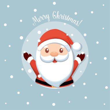 Noel Baba ile Noel tebrik kartı. Vektör çizim