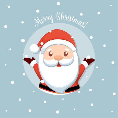 Noel Baba ile Noel tebrik kartı. Vektör çizim