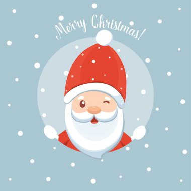 Noel Baba ile Noel tebrik kartı. Vektör çizim