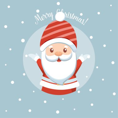 Noel Baba ile Noel tebrik kartı. Vektör çizim