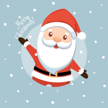 Noel Baba ile Noel tebrik kartı. Vektör çizim