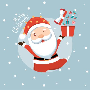 Noel Baba. Noel tebrik kartı. Vektör illüstrasyonu