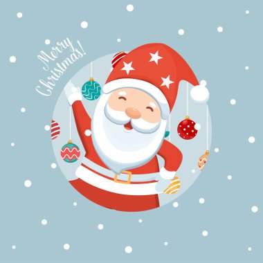 Noel Baba. Noel tebrik kartı. Vektör illüstrasyonu