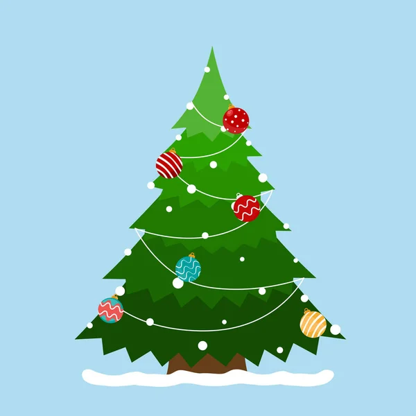 Kerstboom Kerstversiering Vrolijk Kerstfeest Gelukkig Nieuwjaar Achtergrond Vectorillustratie — Stockvector