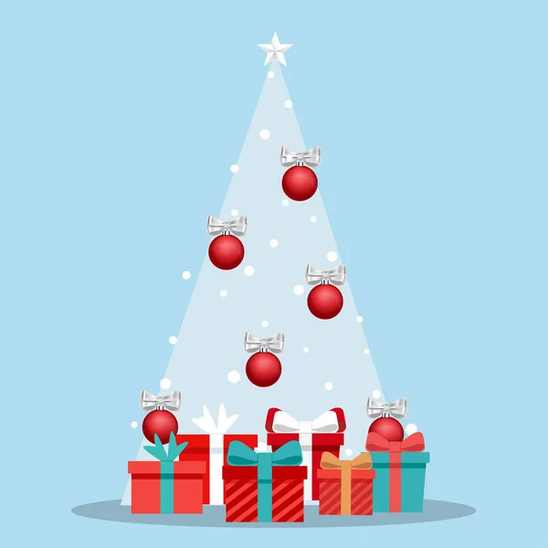 Versierde Kerstboom Vrolijk Kerstfeest Gelukkig Nieuwjaar Achtergrond Vectorillustratie — Stockvector
