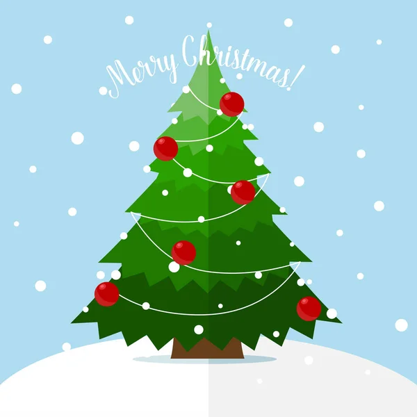 Kerstboom Kerstversiering Vrolijk Kerstfeest Gelukkig Nieuwjaar Achtergrond Vectorillustratie — Stockvector