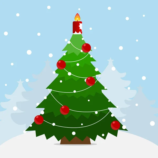 Kerstboom Kerstversiering Vrolijk Kerstfeest Gelukkig Nieuwjaar Achtergrond Vectorillustratie — Stockvector