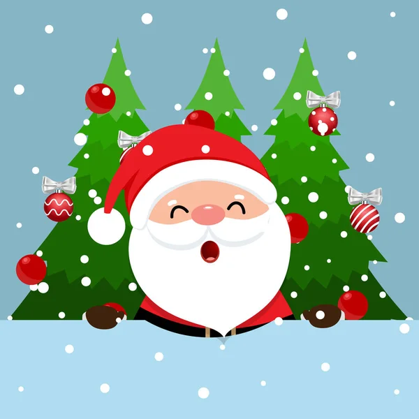 Santa Claus Árbol Navidad Decorado Feliz Navidad Feliz Año Nuevo — Vector de stock