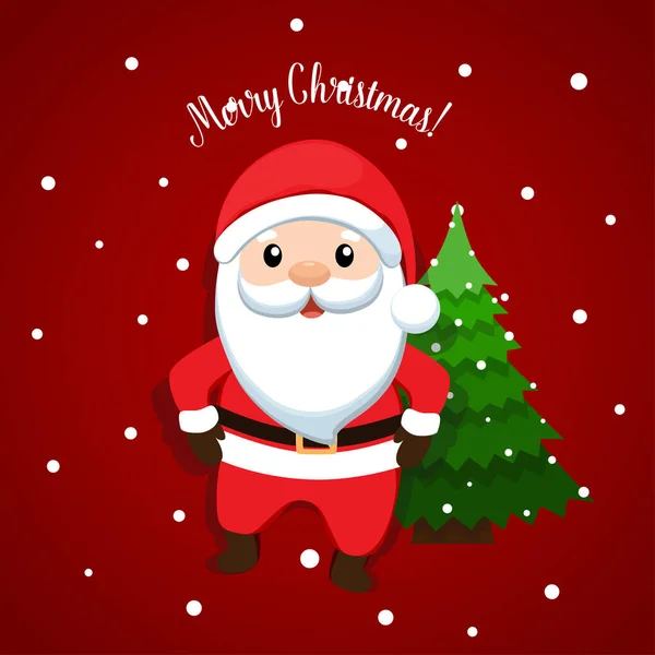 Санта Клаус Ялинка Різдвом Новим Роком Приклад Вектора — стоковий вектор