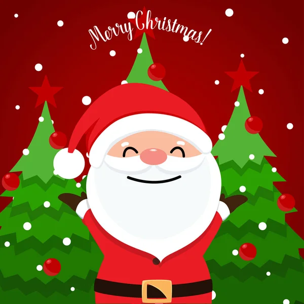 Άγιος Βασίλης Και Χριστουγεννιάτικο Δέντρο Καλά Χριστούγεννα Και Ευτυχισμένο Νέο — Διανυσματικό Αρχείο