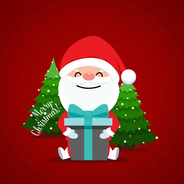 Santa Claus Decorated Christmas Tree Merry Christmas Happy New Year — Stock Vector