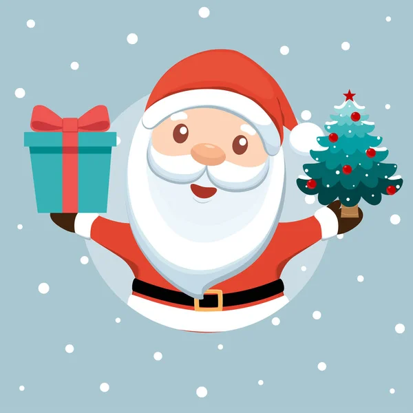 Άγιος Βασίλης Και Χριστουγεννιάτικο Δέντρο Ιστορικό Διακοπών Καλά Χριστούγεννα Και — Διανυσματικό Αρχείο