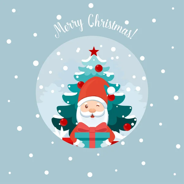 Weihnachtsmann Und Weihnachtsbaum Feiertags Hintergrund Frohe Weihnachten Und Ein Gutes — Stockvektor