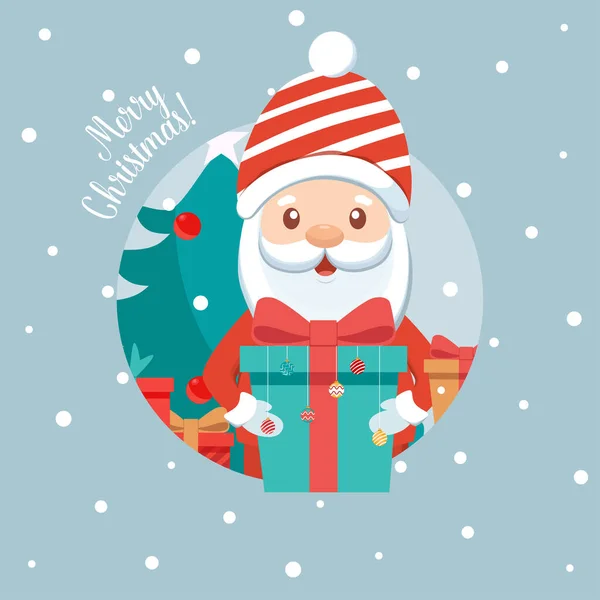 Weihnachtsmann Und Weihnachtsbaum Feiertags Hintergrund Frohe Weihnachten Und Ein Gutes — Stockvektor