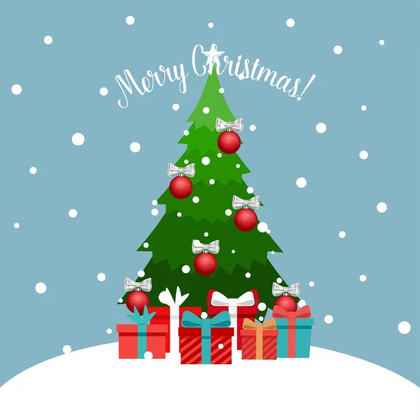 Decorated Christmas Tree Merry Christmas Happy New Year Background Vector Stock Illustration