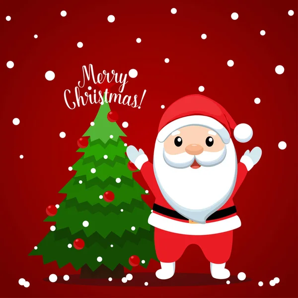 Weihnachtsmann Und Weihnachtsbaum Frohe Weihnachten Und Ein Gutes Neues Jahr Stockillustration