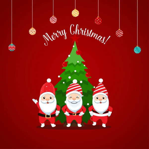 Noel Baba Noel Ağacı Mutlu Noeller Mutlu Yıllar Vektör Illüstrasyonu Stok Vektör