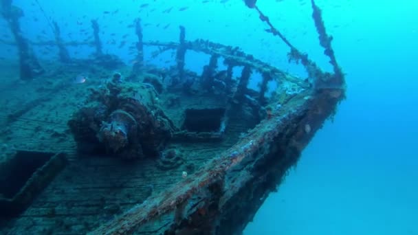 Onderwater Scene Duiken Een Scheepswrak Middellandse Zee — Stockvideo