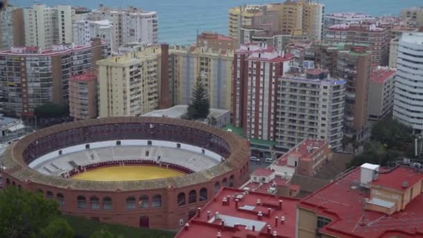 Panorama Cityscape Air Вид Малаги Іспанія Plaza Toros Ronda Bulring — стокове відео
