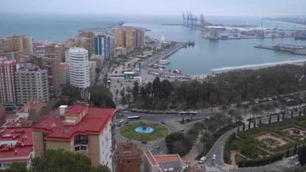 Panorama Cityscape Aerial View Malaga Spain Plaza Toros Ronda Bullring — Vídeo de Stock