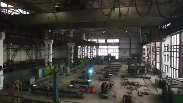 Interno Grande Edificio Industriale Una Fabbrica Con Costruzioni Acciaio — Video Stock