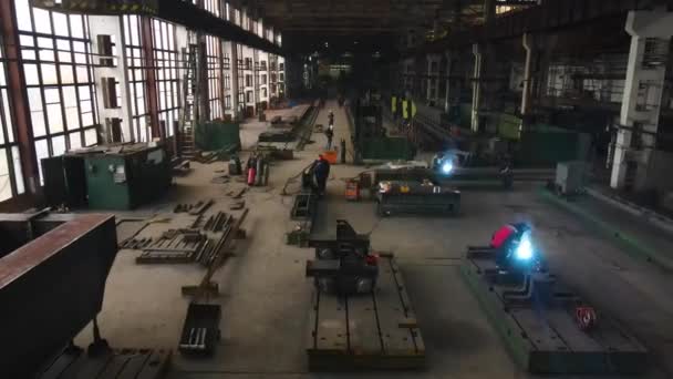 Vnitřek Velké Průmyslové Budovy Nebo Výroby Ocelových Konstrukcí — Stock video