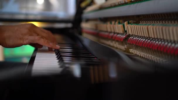 Közelkép Kezek Zongorázni Otthon Nyugodt Légkörben — Stock videók
