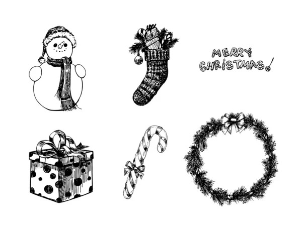 Objetos de Navidad dibujados a mano — Archivo Imágenes Vectoriales