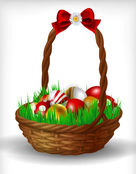 Cesta con huevos de Pascua — Archivo Imágenes Vectoriales