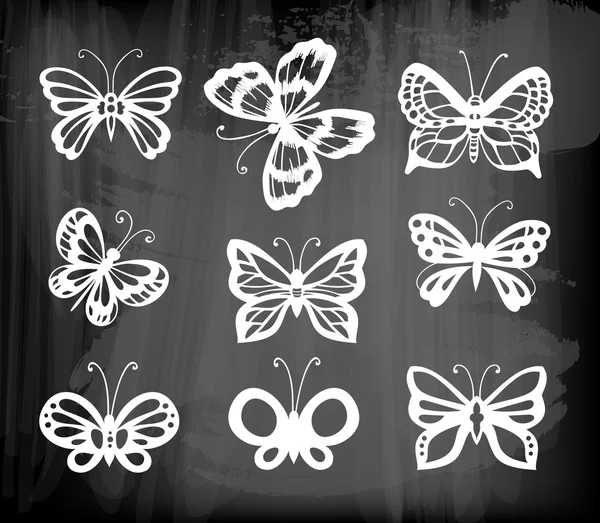 Set of 9 butterflies — Stock Vector