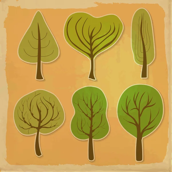 Set di sei alberi — Vettoriale Stock