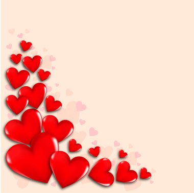 Sevgililer Günü tebrik kartı. Kırmızı kalpli bir tatil kartı için arka plan. Kalpler