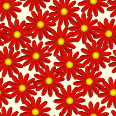 Kırmızı papatya çiçekleri kesilmiş güzel, modern arka plan pürüzsüz desen. Çiçek desenli yaratıcı duvar kağıdı. İlkbahar ya da yaz sezonu tarzında. Grafik tasarımı.