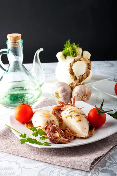 Squid stuffed with breadcrumbs — Stock Photo, Image