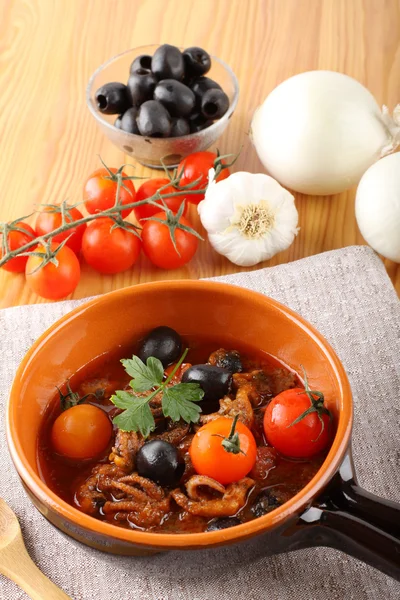 Polvo e sopa de tomate — Fotografia de Stock