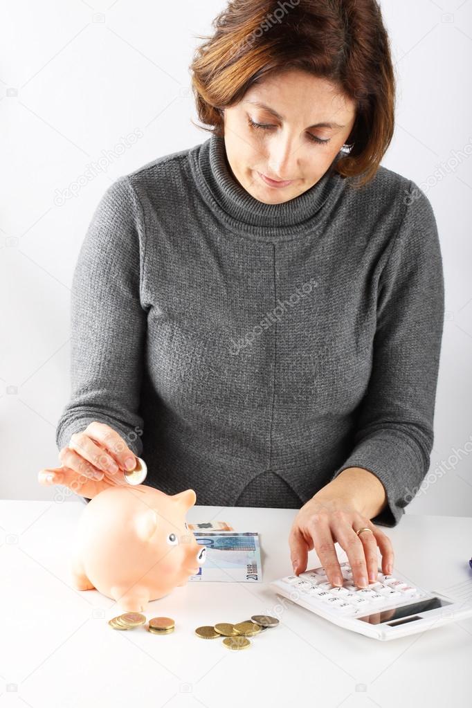 Woman counting the savings