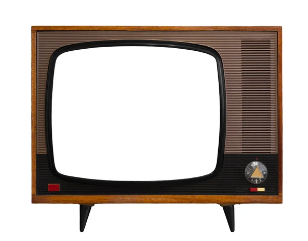 Vintage tv z ekranem na białym tle Obrazek Stockowy