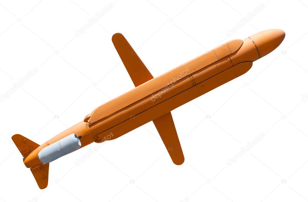 Cruise missile with jet engine. Isolated on a white background 