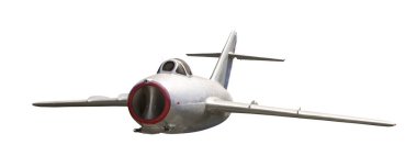 Eski jet hızlı askeri uçak uçağı. Beyaz bir arkaplanda izole edilmiş 