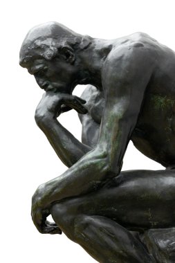 beyaz izole Rodin'in düşünen dahil yol clipping