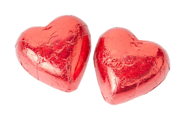 Red chocolate hearts — Stock Photo, Image