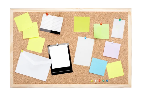 Cork board with blank notes — Stock Photo, Image