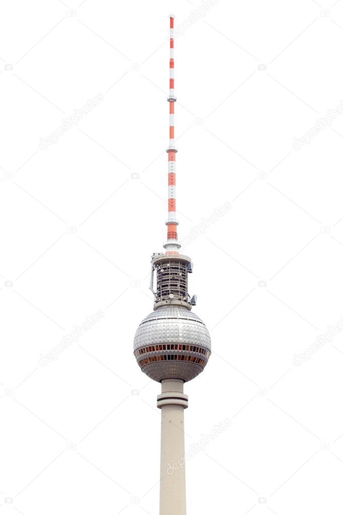 Tv tower in Berlin isolated on white