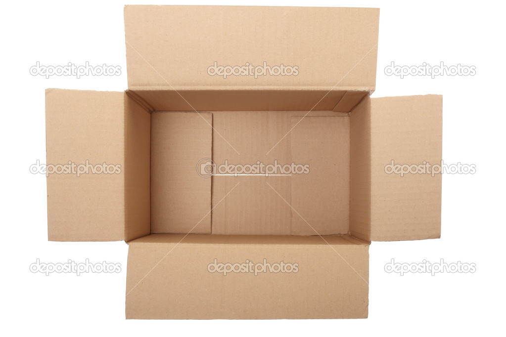 Empty cardboard box on white, clipping path included