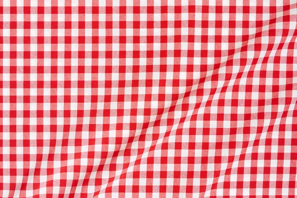 Vermelho e branco toalha de mesa ondulado fundo — Fotografia de Stock
